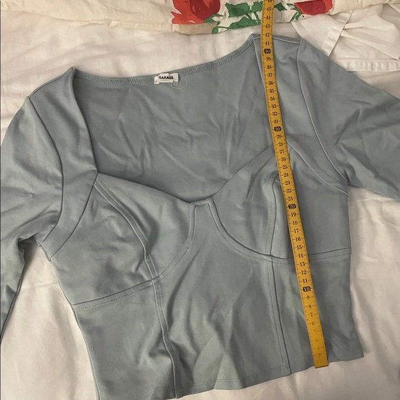 Garage Slate Blue Cropped Long Sleeve Shirt with Corset Illusion - Picture 8 of 8